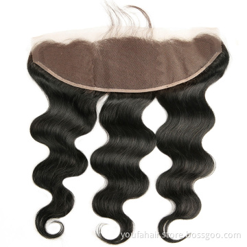 100% Human Virgin Hair Cuticle Aligned Brazilian Body Wave 13x4 Lace Frontal Closure Pre Plucked Natural Hairline with Baby Hair